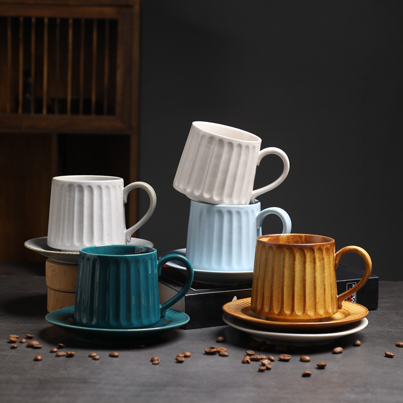 320ml复古陶瓷杯碟日式