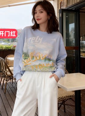 町家常规宽松棉油画韩版上衣