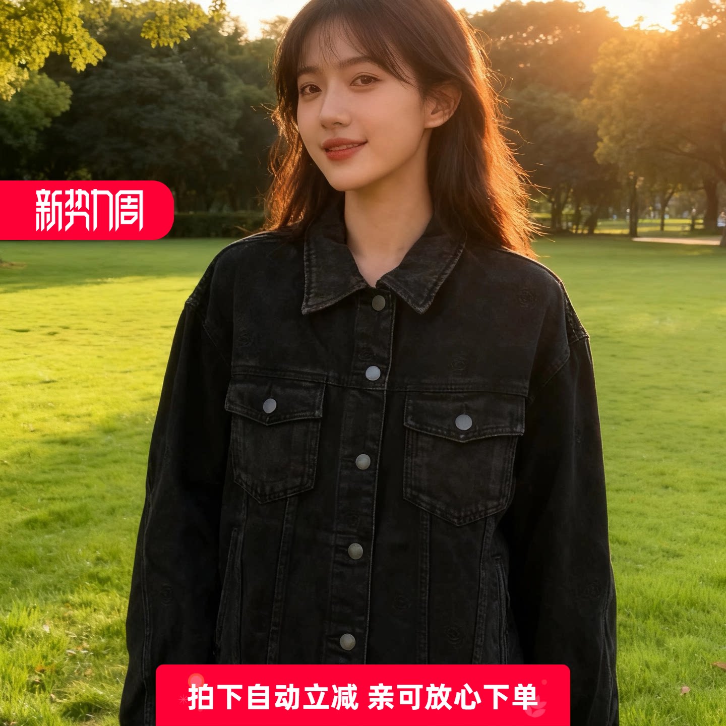 休闲百搭复古牛仔外套图片