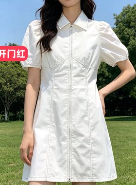 超薄款舒适凉快拉链牛仔连衣裙