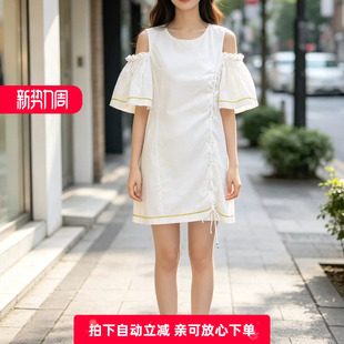 町家剪标日系甜美夏装新款学院风小清新露肩直身裙潮C1FA82223