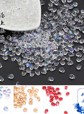 20颗4x6mm光面小水滴古风捷克琉璃珠子散珠DIY手工发簪流苏材料