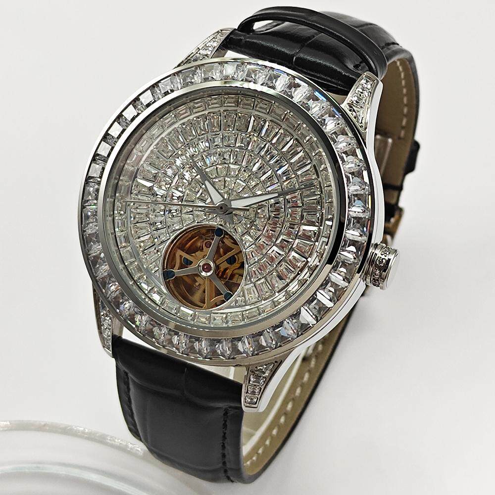 高端奢华男士机械手表镂空钻款表壳真皮表带正品手表防水时尚