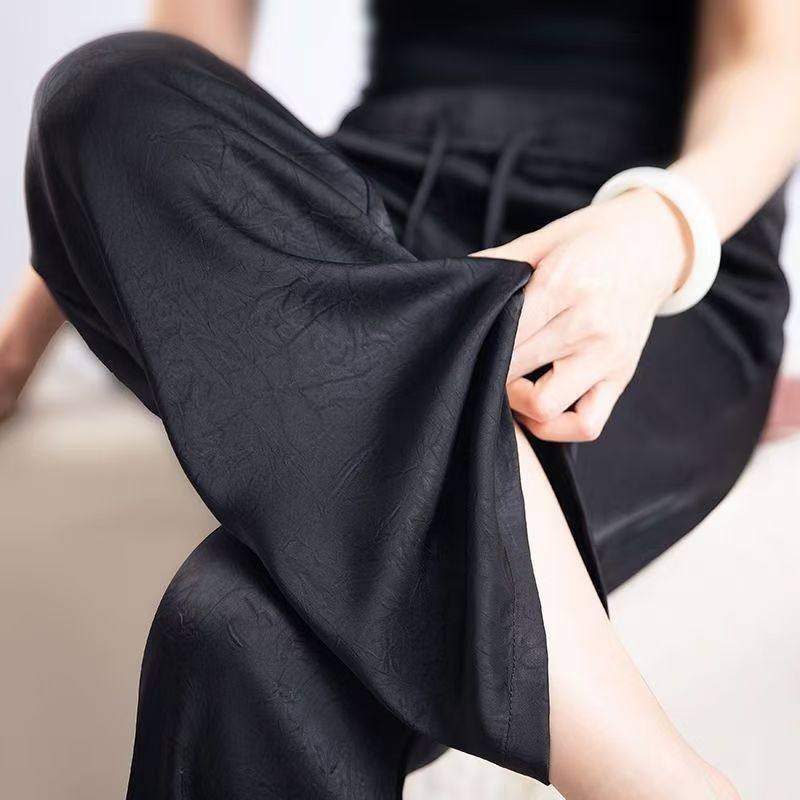 【断码撤柜缎面】100%免熨烫抗皱真丝长裤夏季阔腿裤宽松直筒裤,女装/女士精品,休闲裤,淘宝优惠券,粉丝福利购,淘宝优惠卷