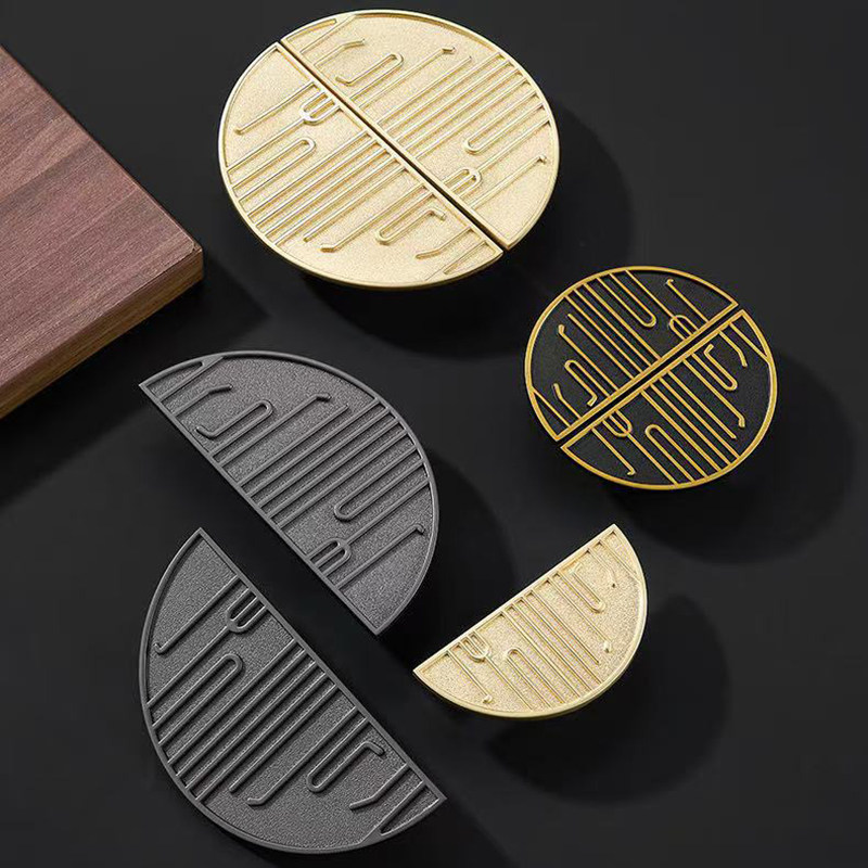 新中式半圆对装抽屉拉手简约古典圆形衣柜柜门复古轻奢橱柜门把手