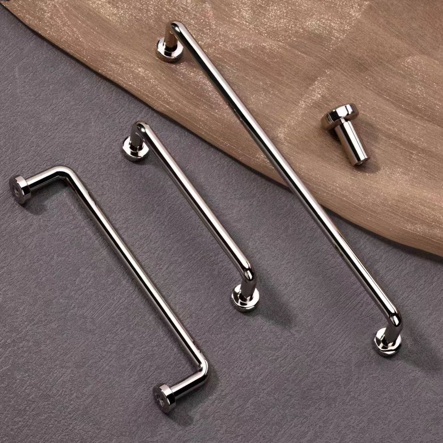 法式现代简约衣柜门拉手轻奢橱柜鞋柜子欧式抽屉厨房银色把手北欧