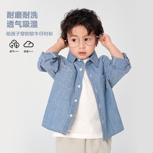 春秋款 男童純棉牛仔襯衫 2025新款 秋裝 兒童寶寶小童襯衣上衣潮 童裝