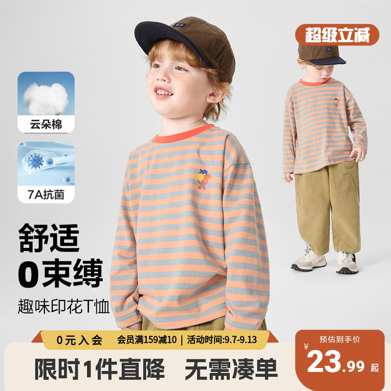 右欧男童T恤宝宝秋季长袖打底衫图片
