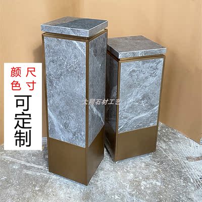 大理石雕塑底座展厅酒店养生馆装饰摆件现代简约高端定制设计品