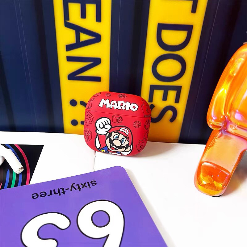 新款红色卡通马里奥适用于airpods 4代耳机保护套绿色小龙苹果pro1/2/3代微磨砂软壳亲肤质感airpods321个性