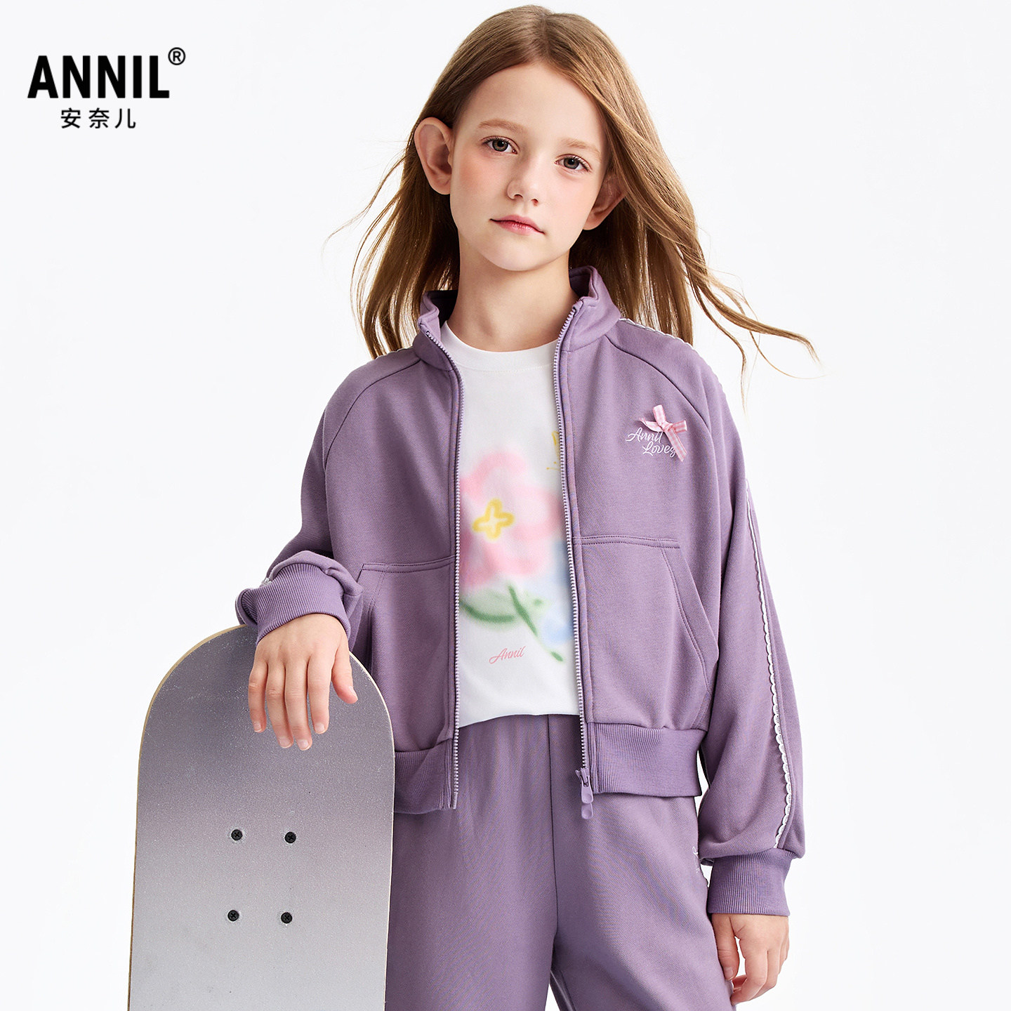 安奈儿童装女童外套2026春新款户外运动短款甜美时尚潮流宽松上衣