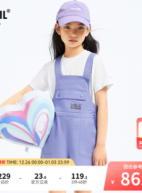 安奈儿童装女童背带裤2025夏新款休闲时尚宽松紫色潮流弹力短裤