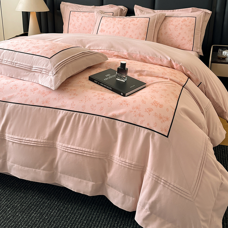 简约轻奢高级感长绒棉被套四件套家居床品全棉床单纯棉双人被罩