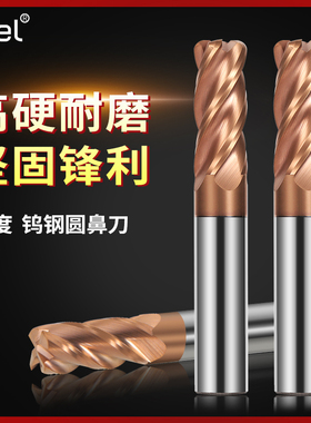 德特圆鼻铣刀55度4刃钨钢合金2r直柄4r涂层6r硬质0.5牛鼻刀立铣刀