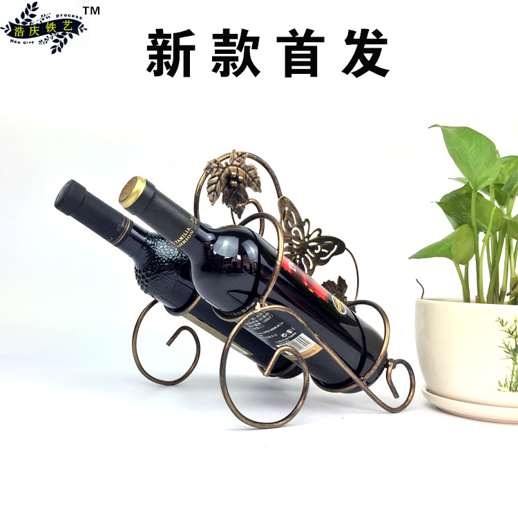 欧式铁艺酒架装饰品创意红酒架摆件酒瓶架复古葡萄酒架子家用酒架