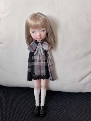 现货小布娃衣ob22azone学院风格纹连衣裙后背魔术贴单品