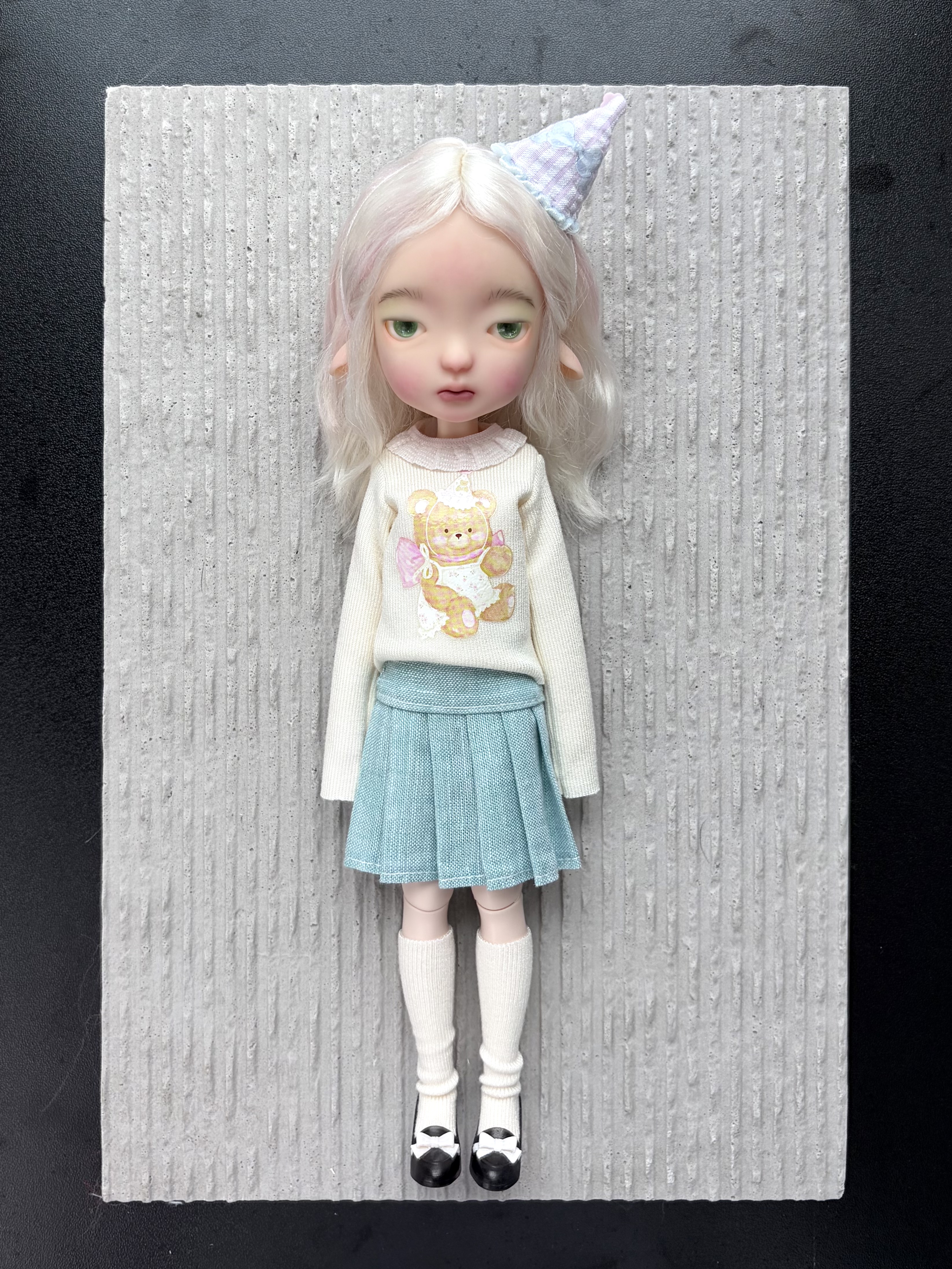 Blythe 小布娃衣ob22 ob24azone 小熊上衣半裙套装后背魔术贴图片