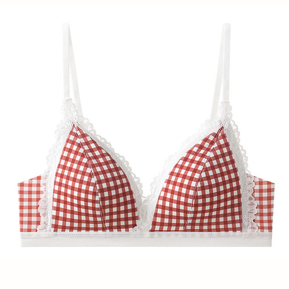 法式三角杯格子内衣小胸显大学生甜美少女性感蕾丝无钢圈文胸A70B,女士内衣/男士内衣/家居服,文胸,淘宝优惠券,粉丝福利购,淘宝优惠卷