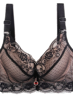 大码小胸文胸胖mm200斤小胸加厚聚拢显大内衣女红色不空杯A95B44C