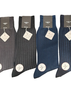 DEEPTONE日本进口男士商务正装绅士条纹明纹无骨中筒袜