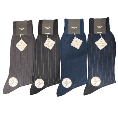 DEEPTONE日本进口男士商务正装绅士条纹明纹无骨中筒袜