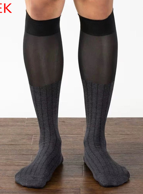 SEEK 日本进口时尚男士长筒袜半丝条纹商务袜正装男袜休闲西装袜