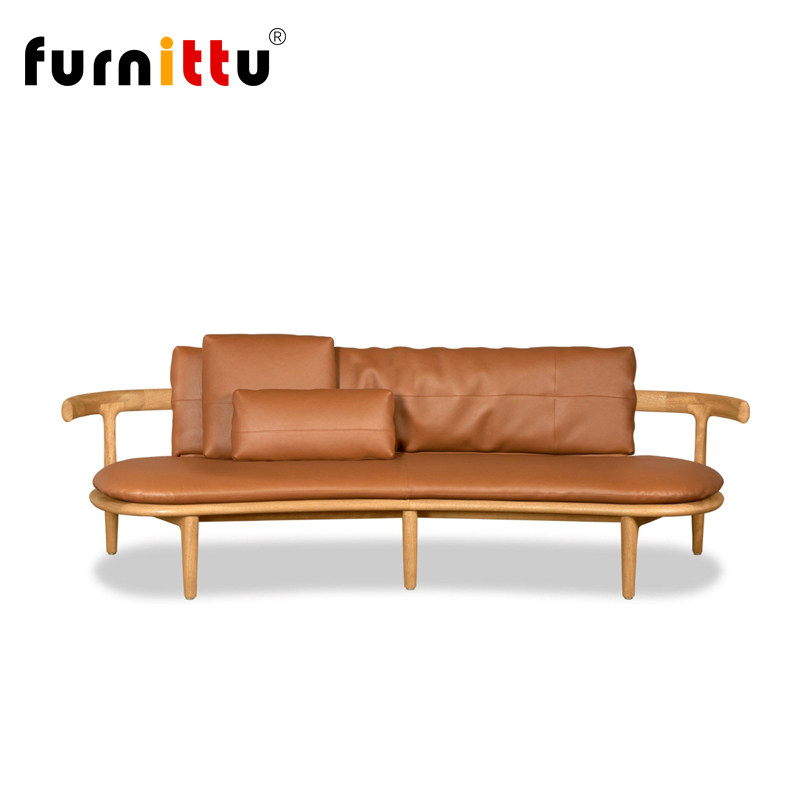 furnittu创意设计师家具北欧艺术HIMBA/亨巴真皮沙发实木框架