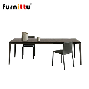 furnittu创意设计师家具北欧极简大平层客厅可伸缩jag木质餐桌