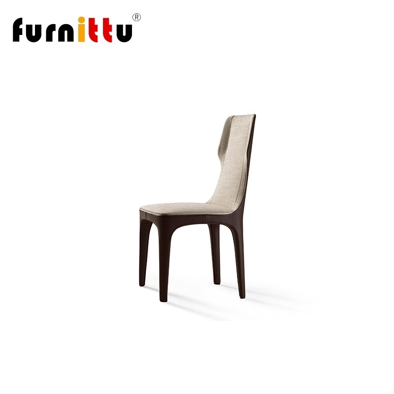 furnittu实木北欧餐椅真皮椅
