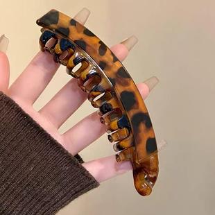 复古豹纹香蕉发夹女高级感马尾扭扭竖夹气质后脑勺显发量夹子头饰