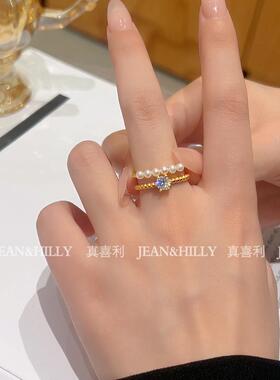 合金戒指 精致法式双圈双圈气质百搭小众高级感轻奢时尚戒指复古