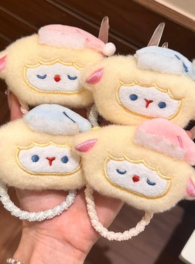 卡通毛绒帽子奶萌小羊发圈