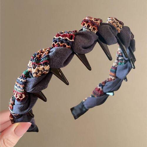 简约秋冬新款扭扭麻花发箍高颅顶带齿防滑头箍高级感民族风