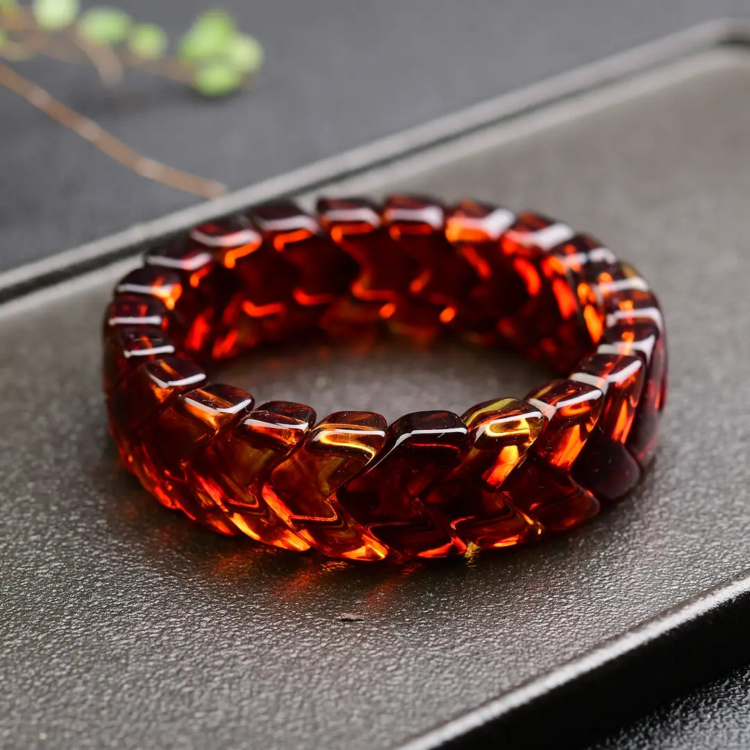 亚克力手链 慵懒洋气时尚百搭设计感精美DIY手链红色复古单圈个性