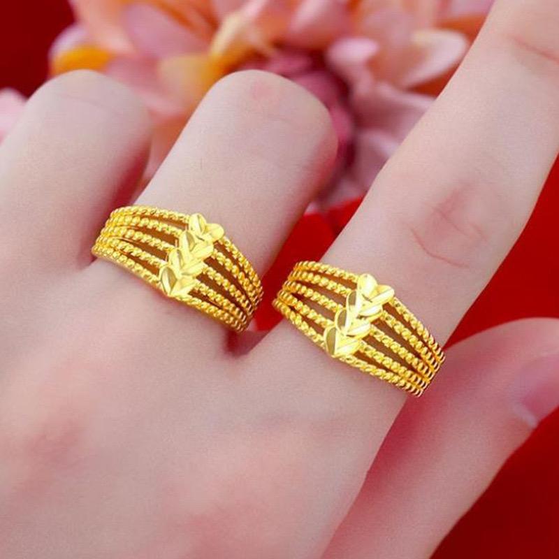 合金戒指 爱心五线开口戒指百搭可调节时尚简约经典气质精美排戒