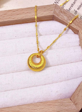 合金项链 金色星光链小坨峰拉丝胖福平安扣项链气质精美时尚百搭