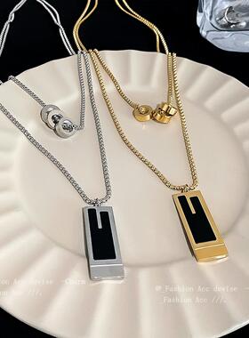 合金项链 复古双层叠戴轻奢毛衣链百搭时尚简约项链男女同款小众