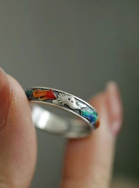 合金戒指 九尾狐狸戒指女复古民族风国潮高级感活口指环生日礼物