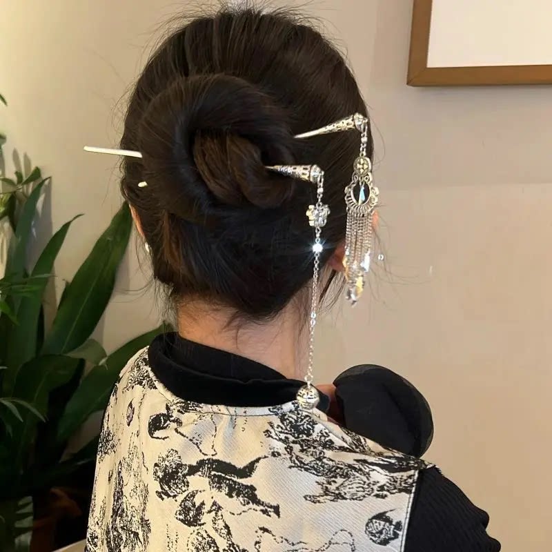 新中式复古民族风苗疆发簪盘发发簪步摇流苏古风簪子高级古典发饰