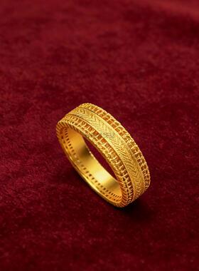 合金戒指 时尚复古戒指爆款经典黄色腰缠万贯闭口戒指高级感百搭