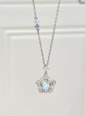 合金项链 蓝色海洋之心轻奢简约小众ins气质高级感百搭项链梦幻