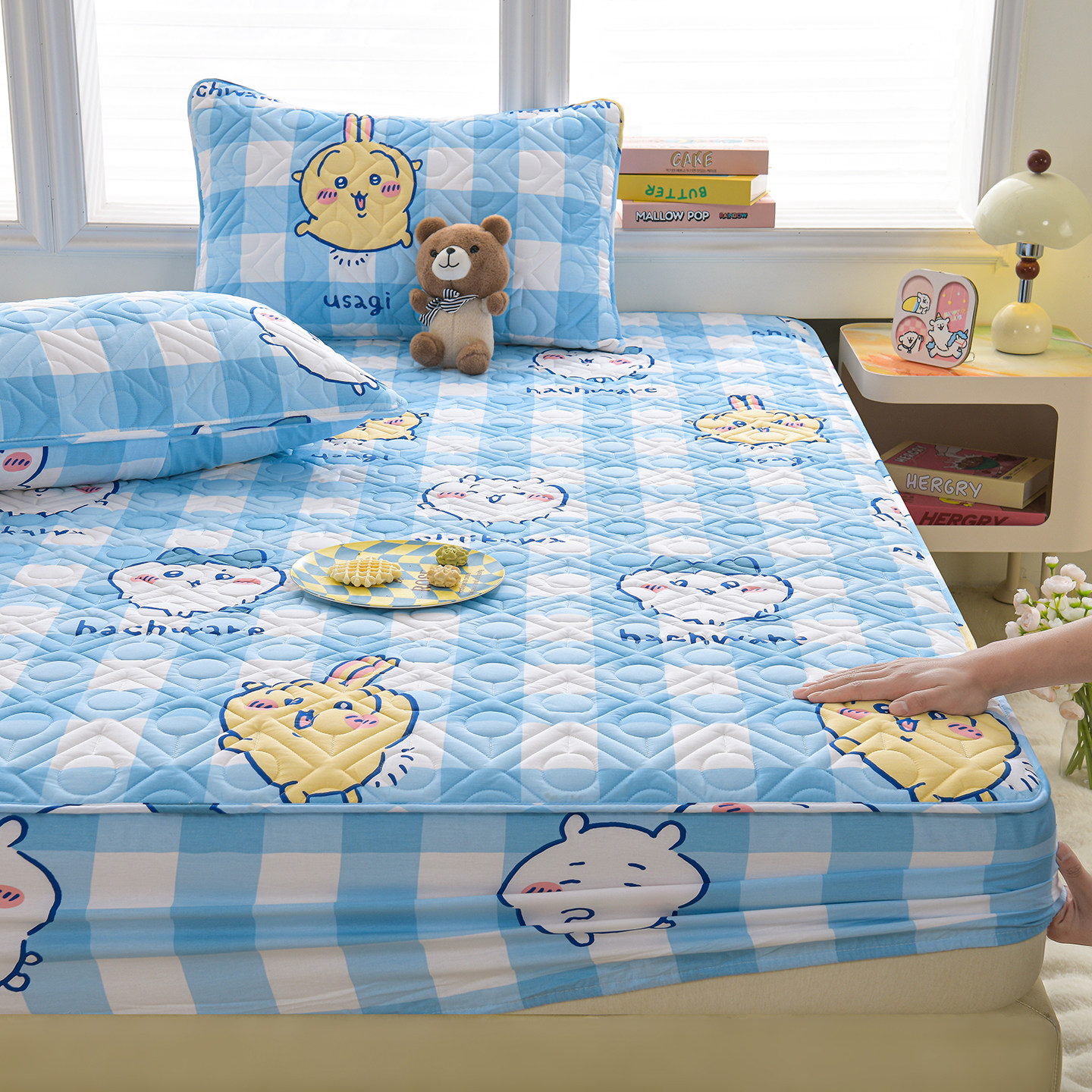 吉伊卡哇儿童纯棉夹棉加厚床笠床罩卡通全棉席梦思床垫保护罩新款