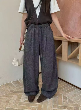 6893荣利加绒加厚秋冬新款垂坠感软糯窄版阔腿女裤休闲百搭显瘦