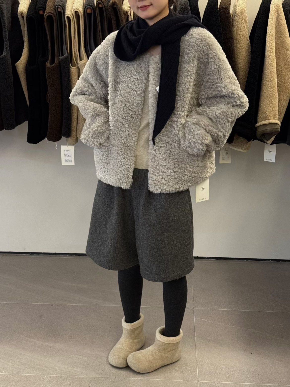 9100加厚全羊羔毛韩版冬季保暖显瘦时尚短款拉链外套女