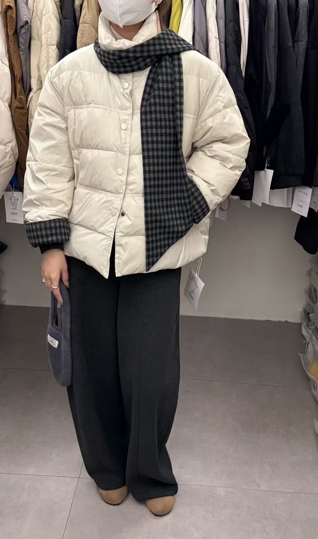 6366欢喜厚款宽松型女加厚韩版女士羽绒冬季保暖百搭配围巾外套