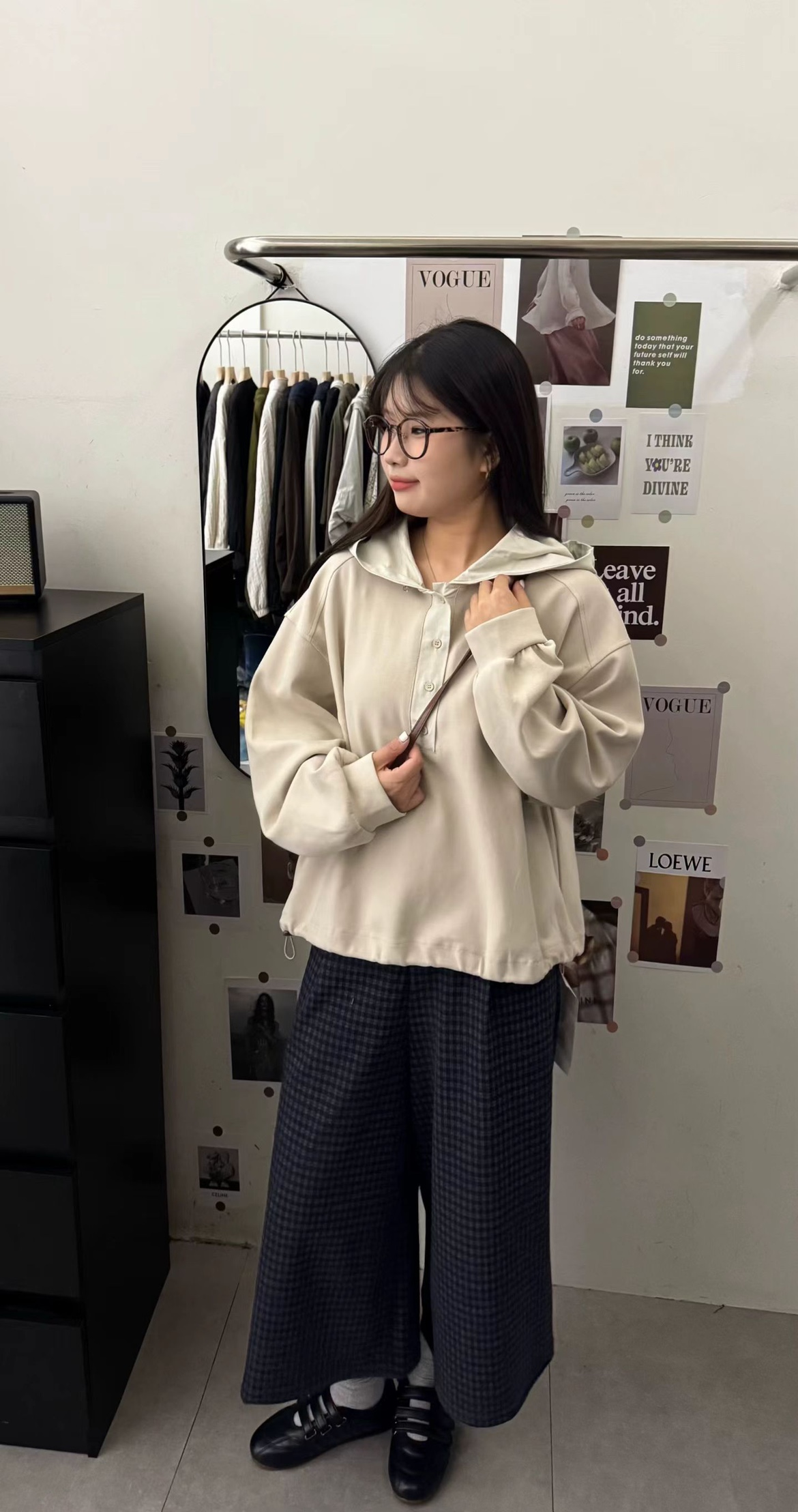 6281欢喜套头款极简风套头插肩袖连帽卫衣学生立领翻领宽松