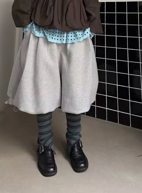 454109加厚we冬季复古外穿宽松洋气时尚百搭休闲双层立体中裤五分