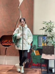 8161欢喜加厚羽绒宽松型包袖 连帽撞色拉链保暖立领情侣休闲外套