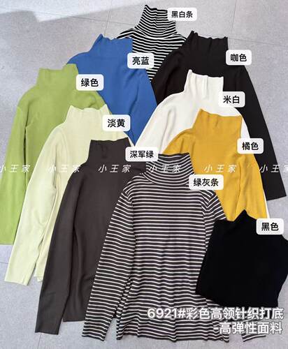 6921小王家高领针织打底衫女秋冬新款内搭修身显瘦百搭长袖上衣