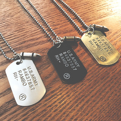 European and American fashion brand for men and women titanium steel Army soldiers brand identity cards hip hop jewelry pendant blank necklace